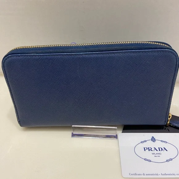 Authentic Prada Long Blue Saffiano Leather Wallet Luxury Designer - Picture 4 of 14
